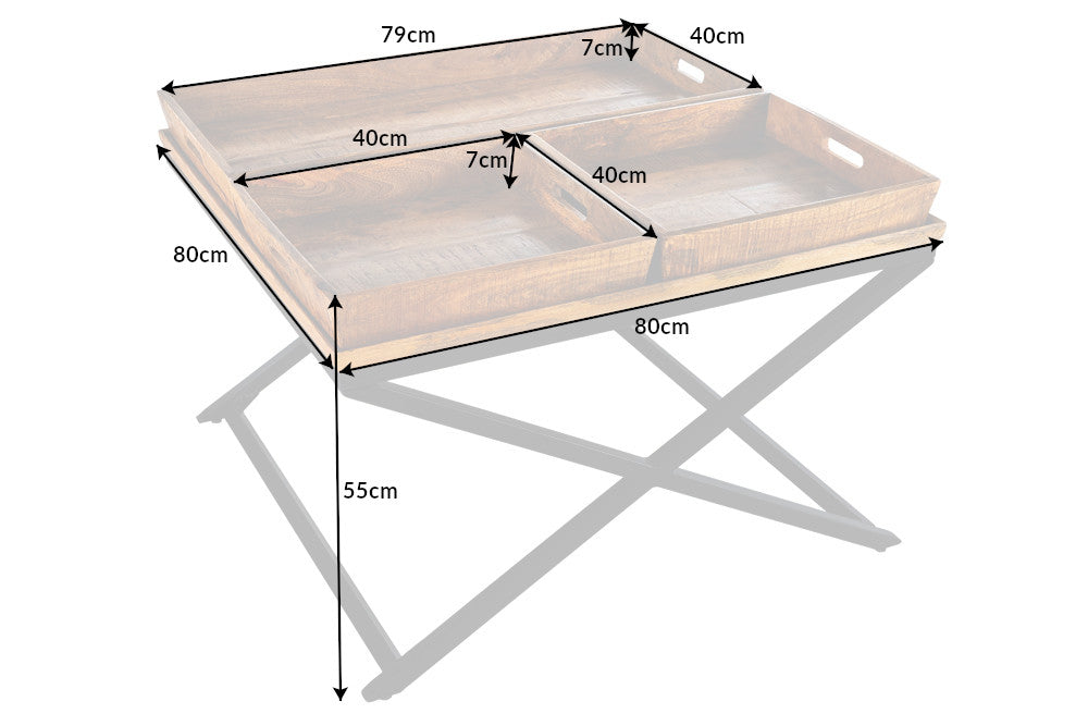 ARCHITECTURE Industrial coffee table 100cm oiled oak black frame