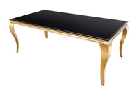 Eleganter Design Esstisch MODERN BAROCK 180cm schwarz gold Edelstahl Opalglas Tischplatte