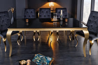 MODERN BAROQUE Elegant design dining table 200cm black gold stainless steel opal glass table top