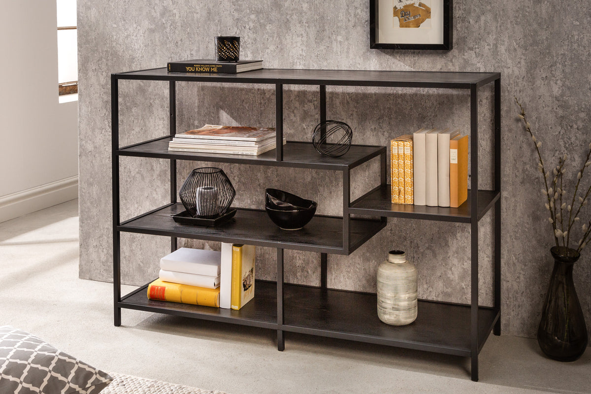 SLIM LINE Industrial bookcase 114cm black ash five shelves