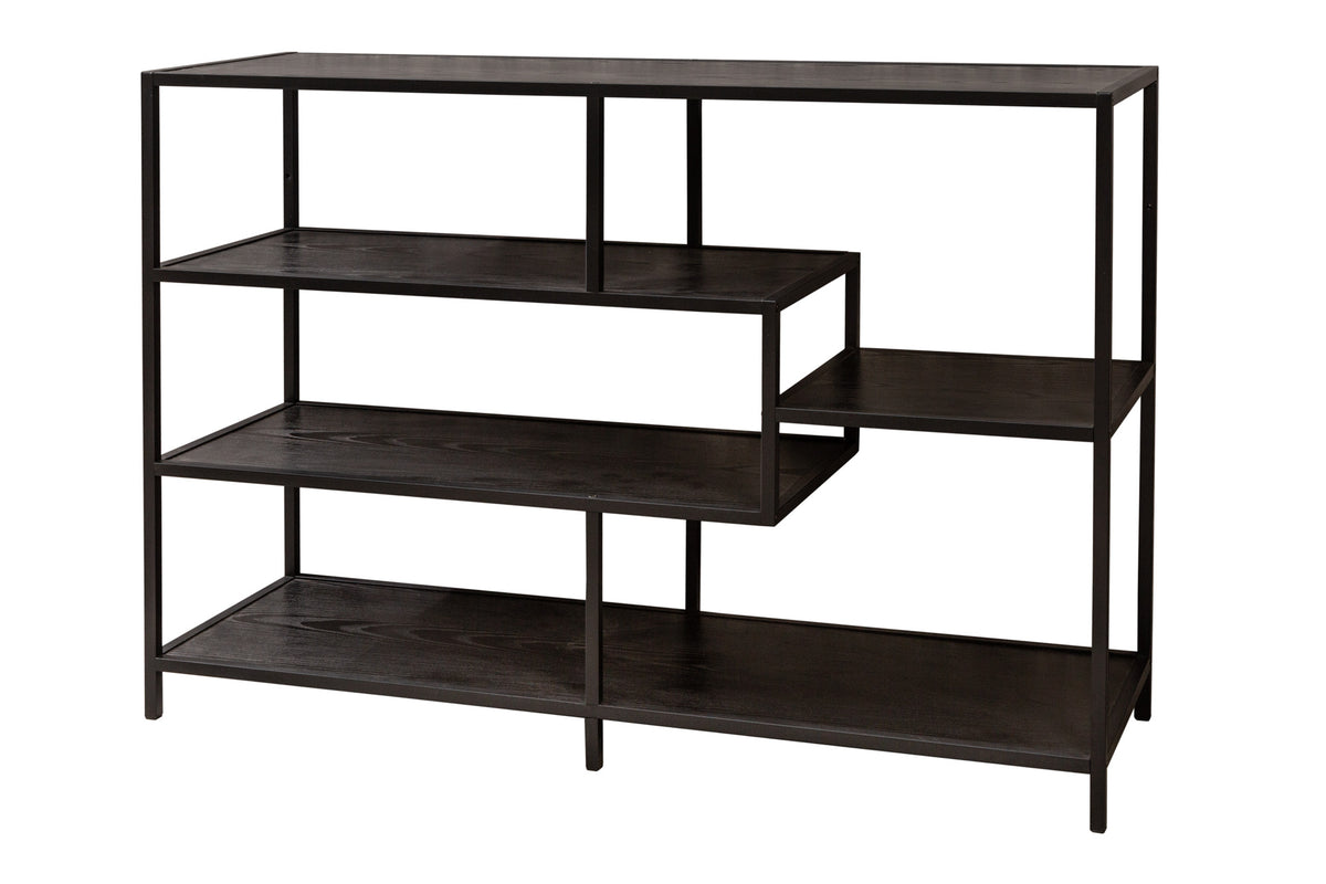 SLIM LINE Industrial bookcase 114cm black ash five shelves