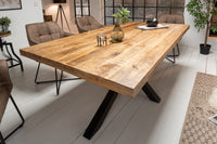 GALAXIE Solid industrial dining table mango wood star-shaped frame