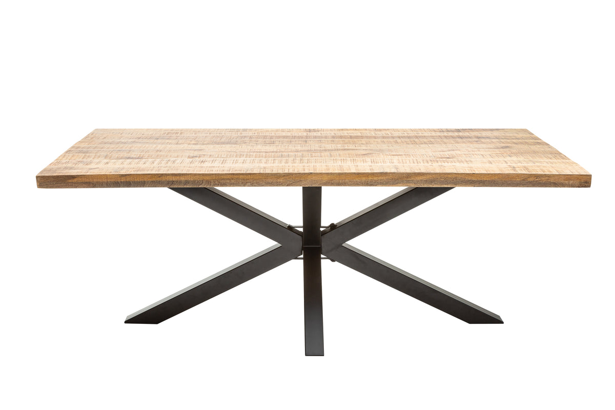 GALAXIE Solid industrial dining table mango wood star-shaped frame