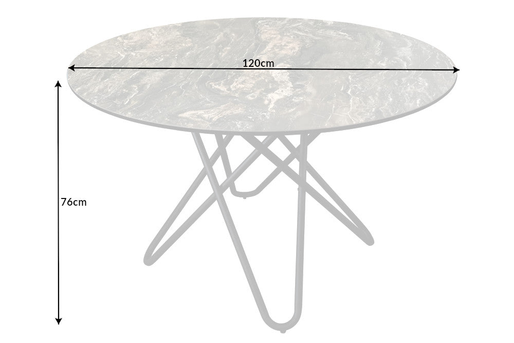 ELLIPSE Round Dining Table 120cm Natural Stone Ceramic Hairpin Legs made in Italy