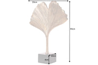 Dekorative Skulptur GINKGO LEAF 44cm handmade Metall mit Marmorsockel