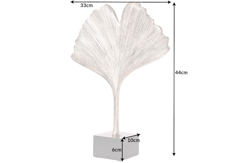 Dekorative Skulptur GINKGO LEAF 44cm handmade Metall mit Marmorsockel