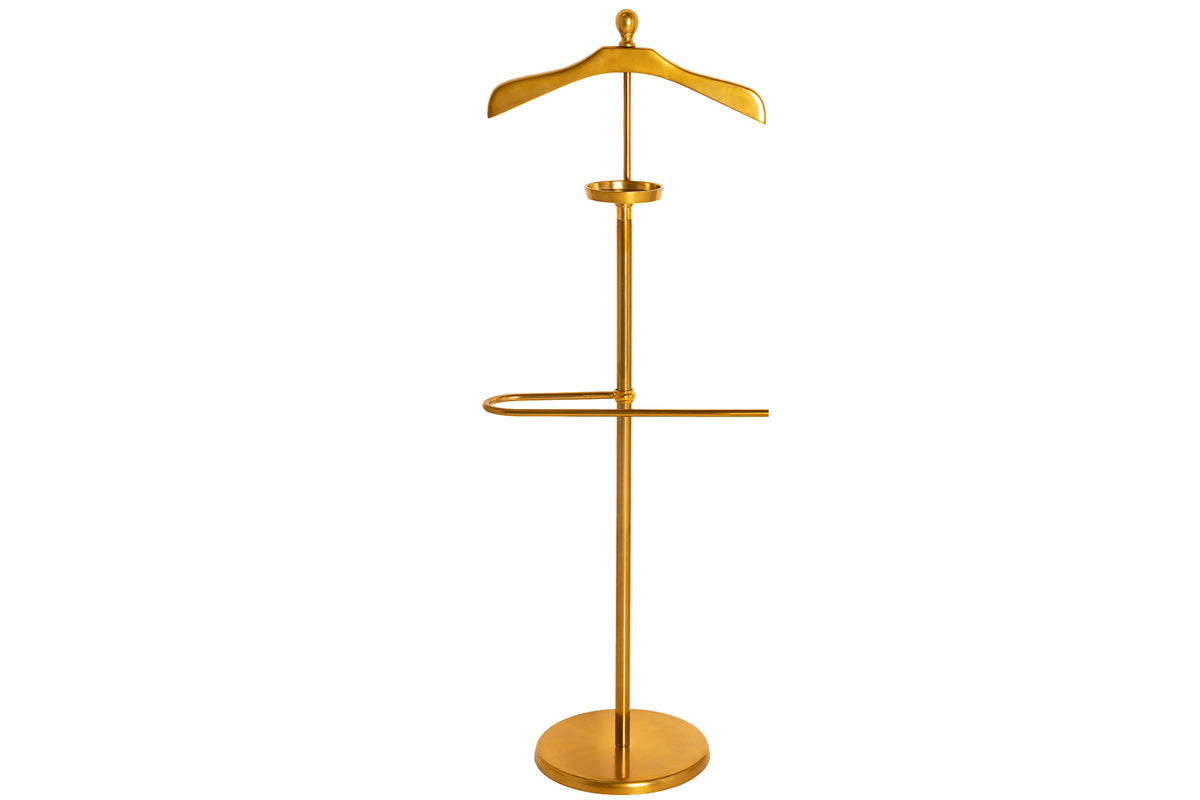 VALET Eleganter Herrendiener 128cm gold Aluminium Kleiderhaken Garderobenständer