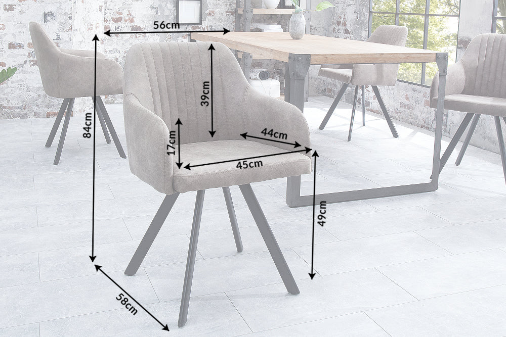 Retro Design Stuhl LUCCA Microfaser mit Armlehne Steppung gepolstert
