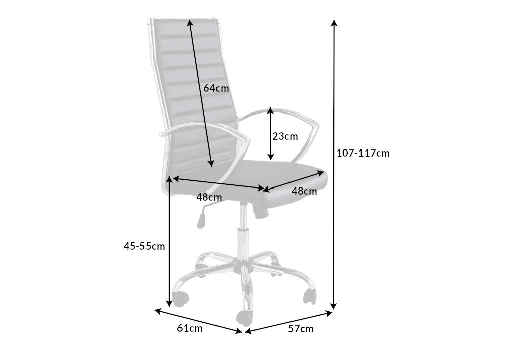 BIG DEAL Höhenverstellbarer Bürostuhl schwarz Kunstleder mit verchromten Armlehnen