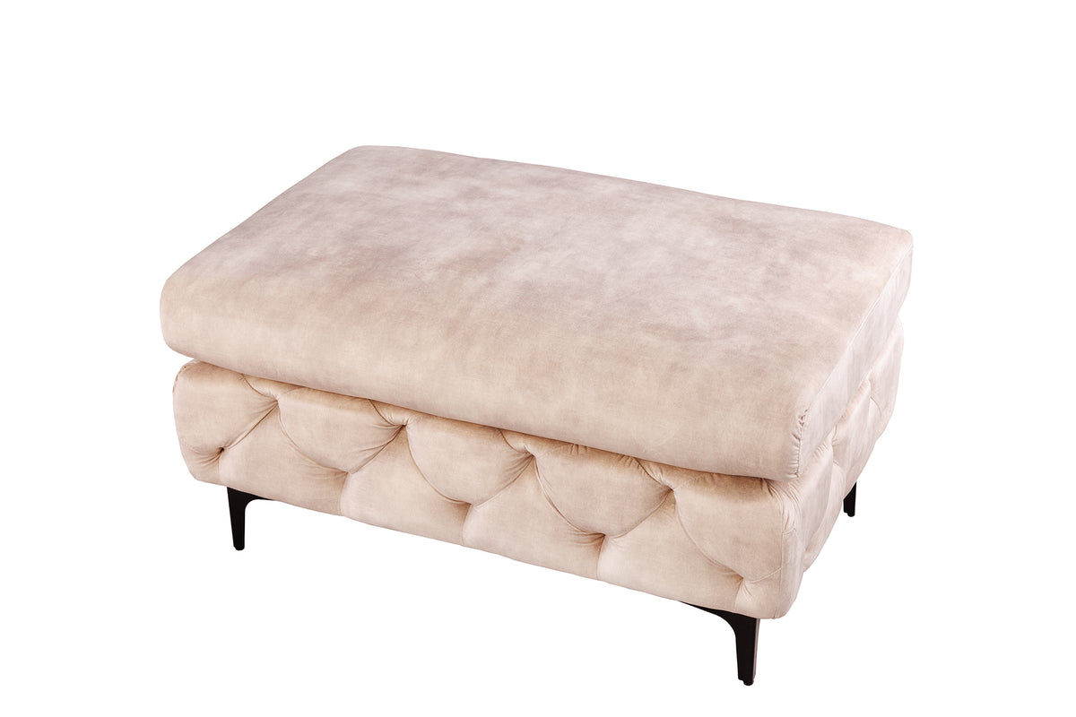 Chesterfield Sitzhocker MODERN BAROCK 92cm champagner Samt Fußhocker