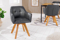 LOFT design chair swivel frame made of solid beech wood with armrest