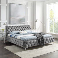 MODERN BAROQUE design double bed 180x200cm velvet Chesterfield king size bed