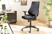 ERGOMASTER Höhenverstellbarer Bürostuhl schwarz mit Armlehnen ergonomische Form