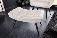 SCANDINAVIA Design Sitzhocker 64cm Samt schwarze Metallbeine Fußablage