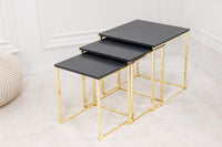 ELEMENTS Design Beistelltisch 3er Set 40cm matt anthrazit goldenes Metallgestell