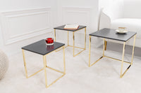 ELEMENTS Design Beistelltisch 3er Set 40cm matt anthrazit goldenes Metallgestell