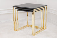 ELEMENTS Design Beistelltisch 3er Set 40cm matt anthrazit goldenes Metallgestell