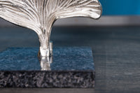 GINKGO Design Stehlampe 122cm schwarz Stoffschirm silber Metall handmade Marmor-Fuß