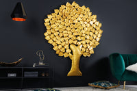 Design Wanddeko TREE OF LIFE XXL 170cm gold Metall handmade Ginkgo