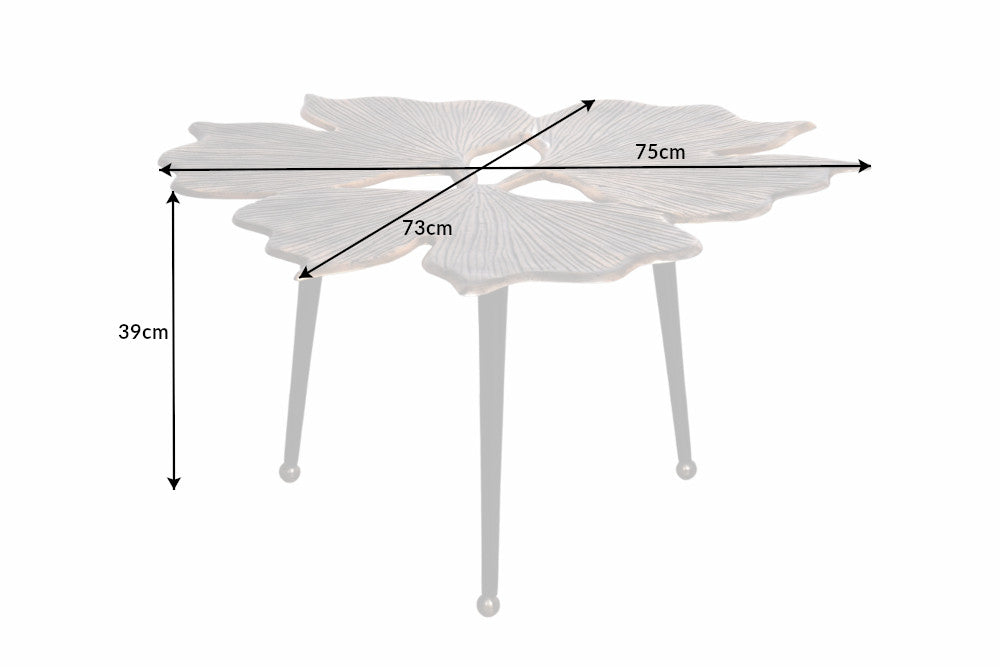 Dekorativer Couchtisch GINKGO LEAFS 75cm handmade Metall