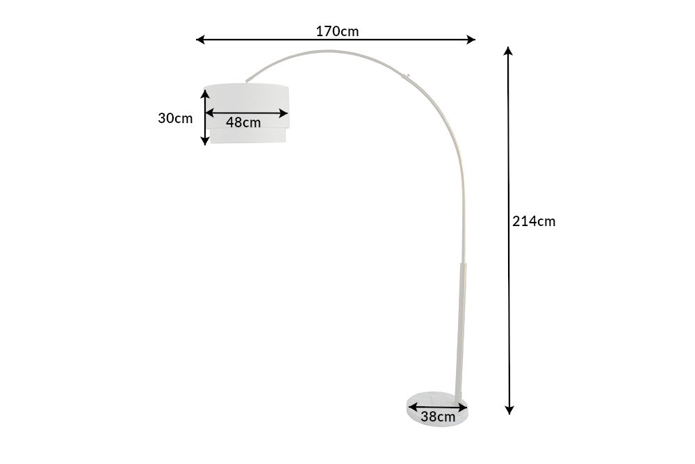 Ausziehbare Stehlampe LOUNGE DEAL 210cm Metall Marmor-Fuß Bogenleuchte