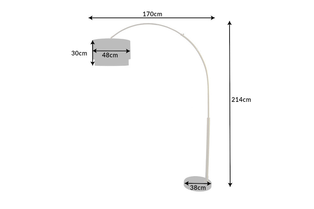 Ausziehbare Stehlampe LOUNGE DEAL 210cm Metall Marmor-Fuß Bogenleuchte