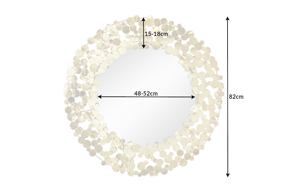 COINS Dekorativer Wandspiegel 80cm antik gold Metall rund handmade