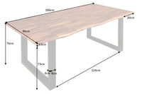 GENESIS solid wood dining table natural anthracite acacia tree edge sled base