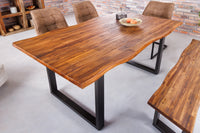 GENESIS solid wood dining table natural anthracite acacia tree edge sled base