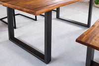 GENESIS solid wood dining table natural anthracite acacia tree edge sled base