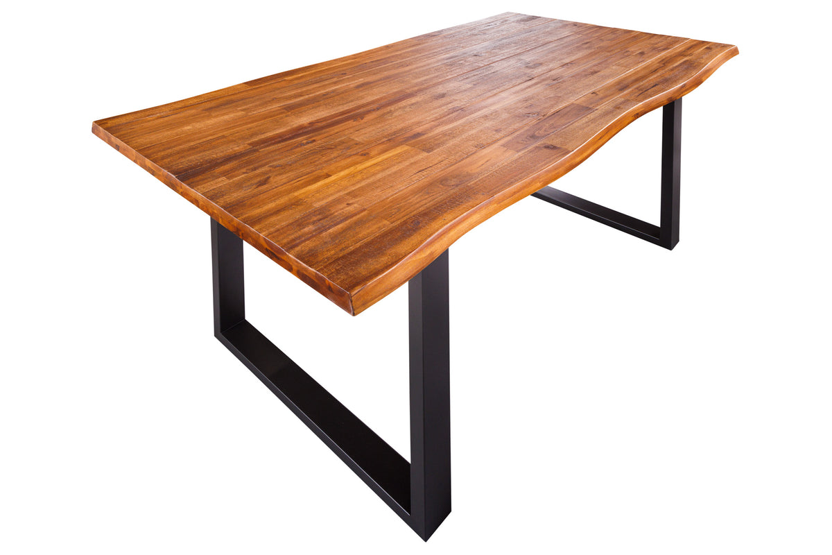 GENESIS solid wood dining table natural anthracite acacia tree edge sled base