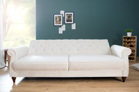 MAISON BELLE AFFAIRE Chesterfield 3er Sofa 220cm Strukturstoff mit Schlaffunktion