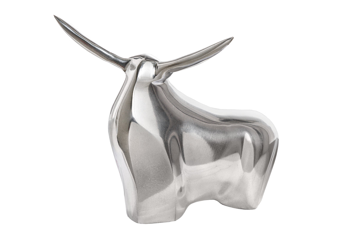 BIG BULL Modern Sculpture Silver Aluminum Decoration Bull Figure Paperweight