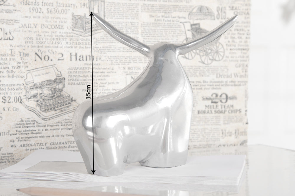 BIG BULL Modern Sculpture Silver Aluminum Decoration Bull Figure Paperweight