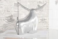 BIG BULL Moderne Skulptur silber Aluminium Dekoration Stierfigur Briefbeschwerer