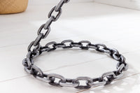 CHAINS Design Beistelltisch 35cm silber handmade Metall rund Glasplatte Kettengestell