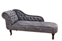 Design Récamière CHESTERFIELD 170cm strukturiertes Samt Knopfheftung Nietenbesatz