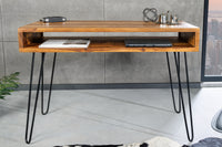 SCORPION Retro desk 110cm Sheesham wood stone finish Hairpin legs rosewood