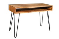 SCORPION Retro desk 110cm Sheesham wood stone finish Hairpin legs rosewood