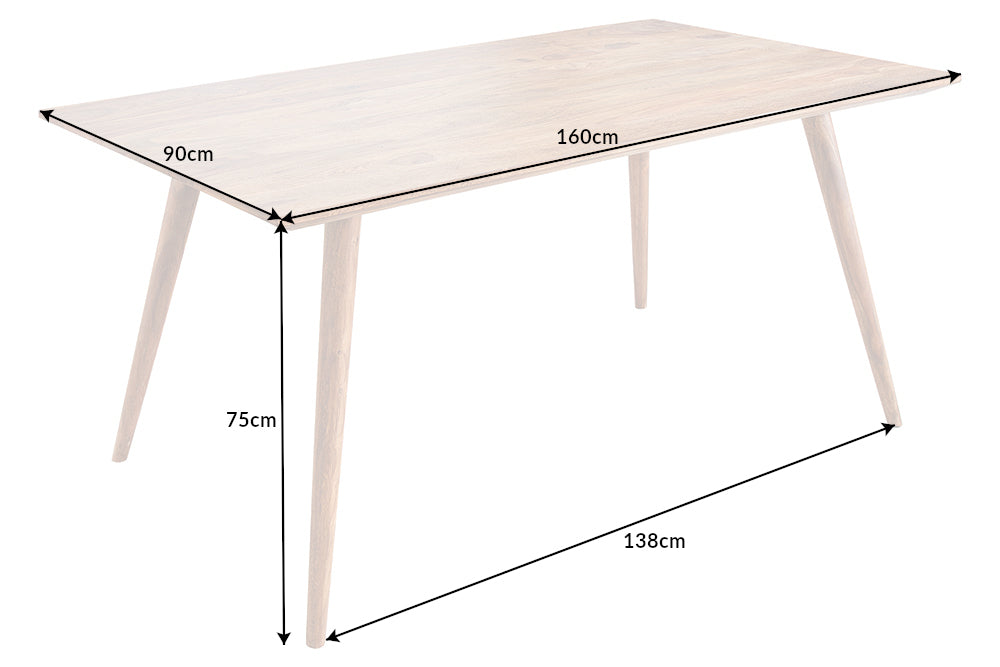 MYSTIC LIVING solid wood dining table 160cm natural Sheesham stone finish retro design