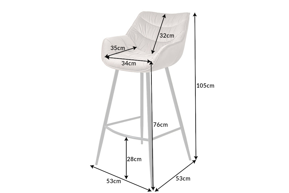 THE DUTCH COMFORT Retro Barhocker Samt Barstuhl mit Fußablage