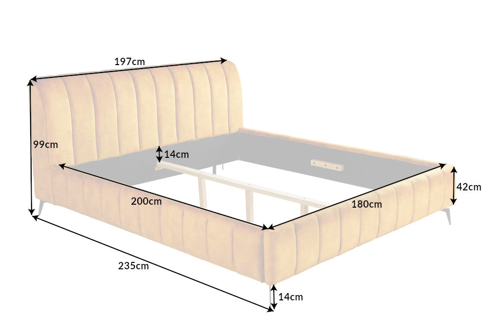 AMSTERDAM Retro Doppelbett 180x200cm Samt Industrial Design