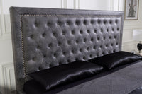 EXTRAVAGANCIA Chesterfield Doppelbett 180x200cm antik grau Nietenbesatz