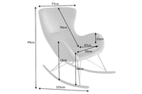 SCANDINAVIA SWING Design Schaukelstuhl grau Samt Chrom Sessel