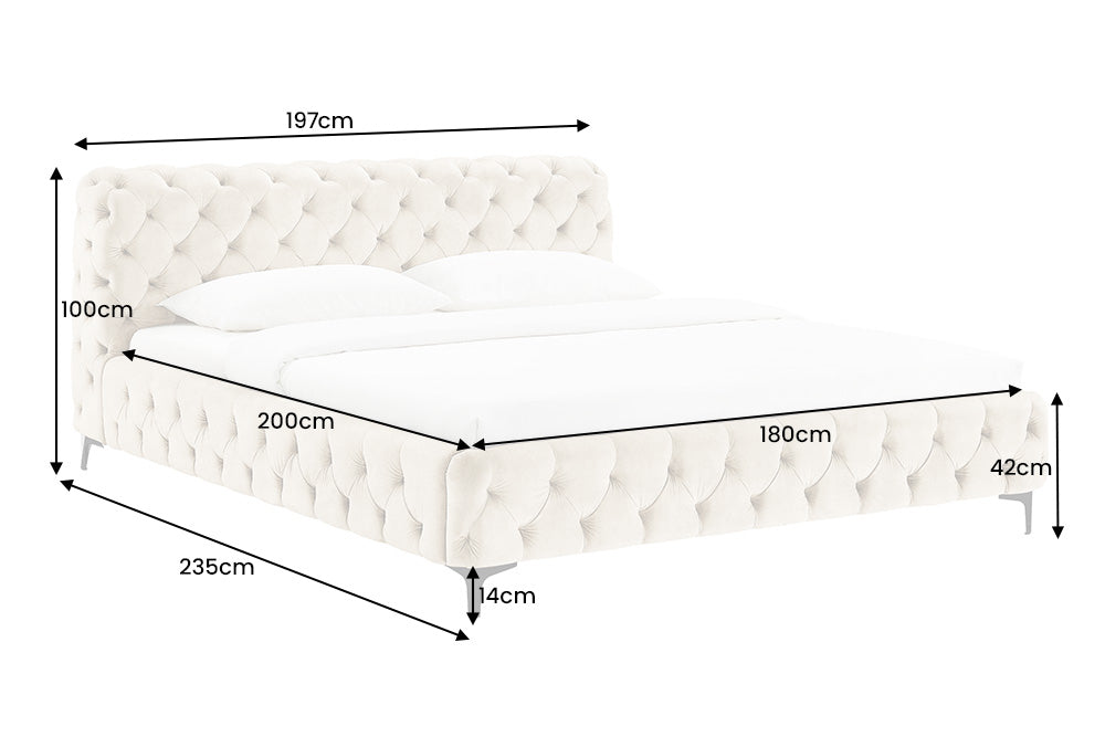 MODERN BAROCK Design Doppelbett 180x200cm Samt Chesterfield Kingsize-Bett