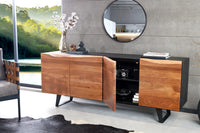 ORGANIC ARTWORK Industrial design sideboard 180cm solid acacia wood iron frame