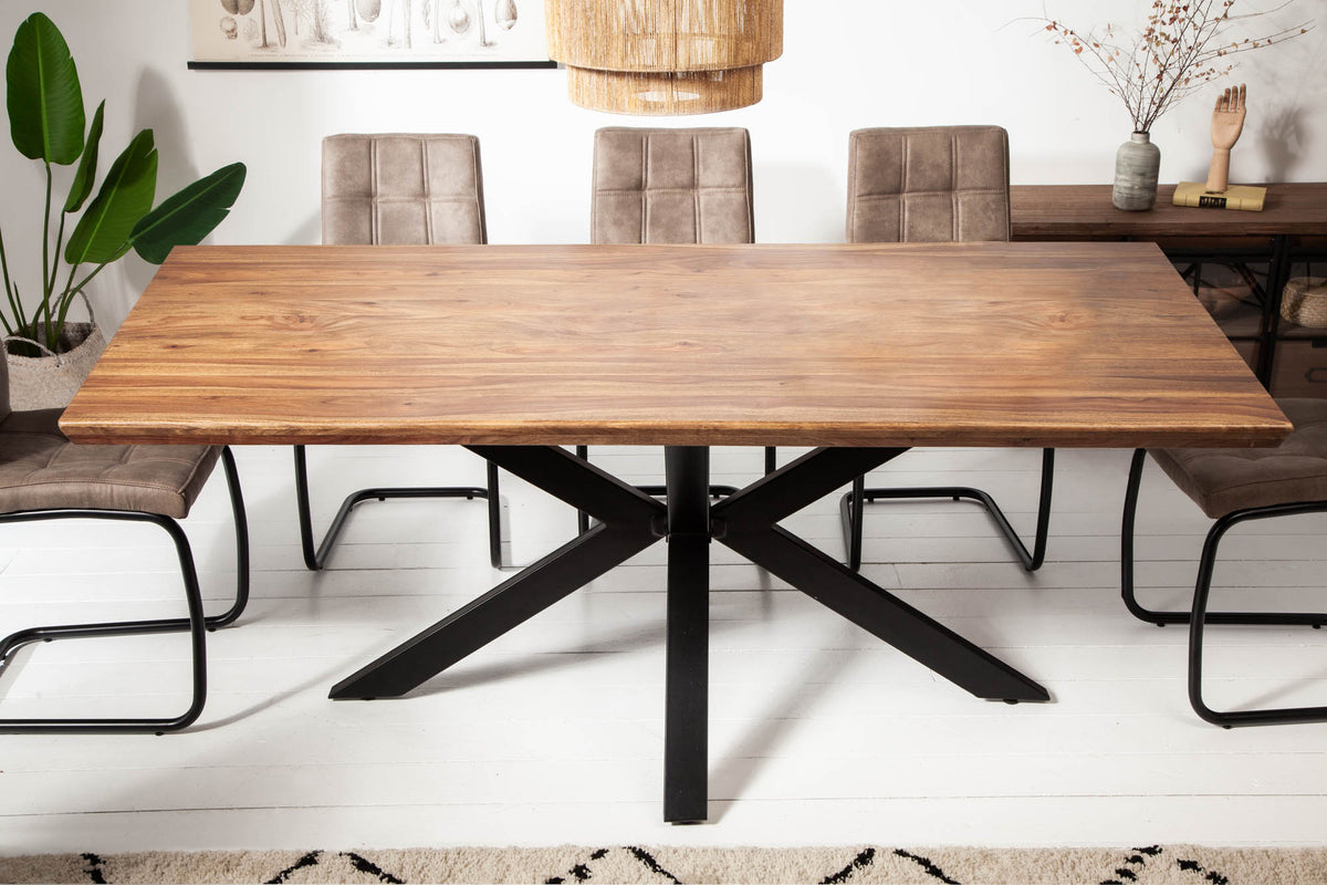 GALAXIE solid wood dining table 200cm stone finish Sheesham industrial design