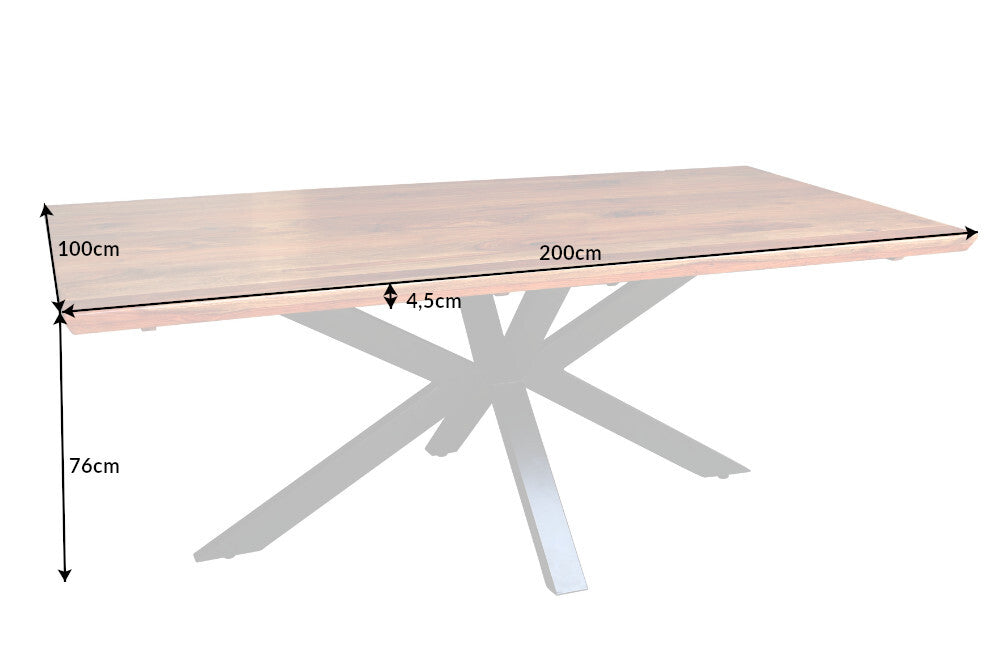 GALAXIE solid wood dining table 200cm stone finish Sheesham industrial design