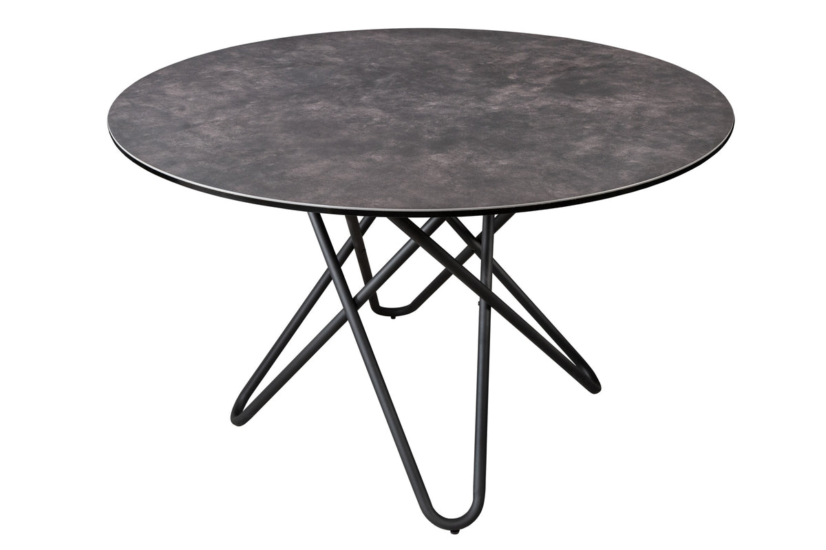 ELLIPSE round dining table 120cm anthracite ceramic hairpin legs made in Italy