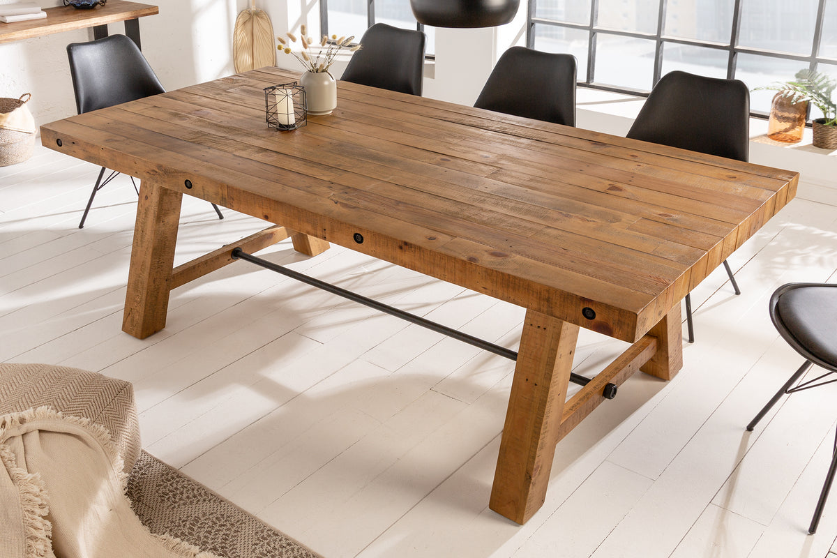 FINCA Industrial dining table vintage brown recycled pine wood